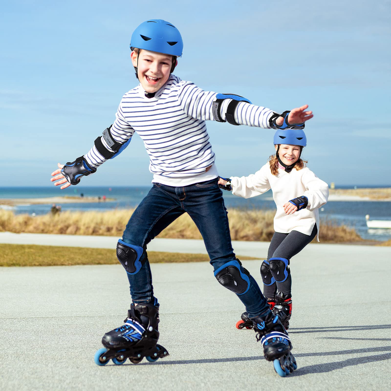 Protecciones Patines Niña Rodilleras Patines Niño Rodilleras y Coderas para Patines en Linea, Ciclismo — view 6