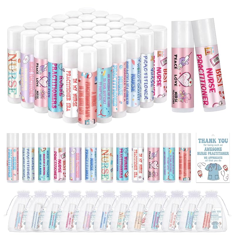 Kit Heigble com 36 bálsamos labiais, 36 sacos de organza e 36 cartões