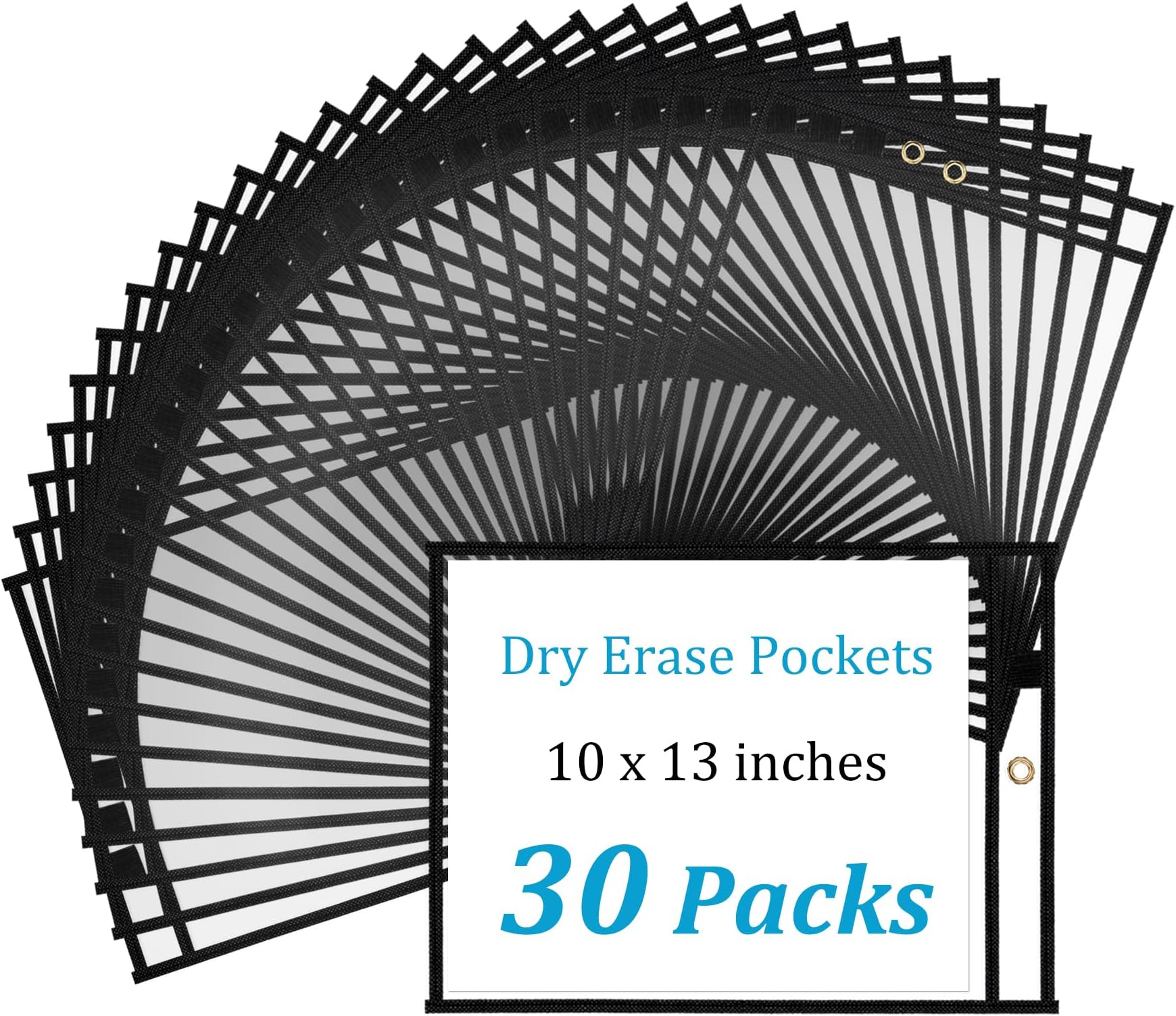 Oversized Ticket Holders With Marker Scribbledo Boho Color Dry Erase Pockets, 6 Pack Reusable Dry Erase Classroom Dry Erase Pockets With Marker Holder - View #7