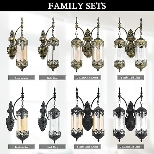 Miniatura 9 de Aplique de pared rústico de cristal, mini lámpara de pared gótica vintage antigua estilo casa de campo retro de mediados de centro, lámpara de pared