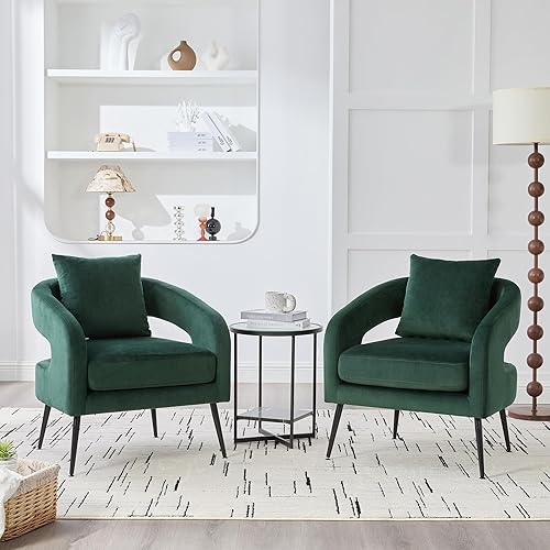 Miniatura 17 de Juego de 1 sofá biplaza pequeño y 2 sillas decorativas, juego de sofá y sillón de 3 piezas para sala de estar, moderno sofá de terciopelo con silla