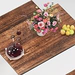 SDHYL Dining Table Set, Kitchen Table with 2 Benches, Space Saving Kitchen Dining Table Set for Living Room, Kitchen Room, Dining Room, Restaurant, Rustic Brown, 44.9 Inches