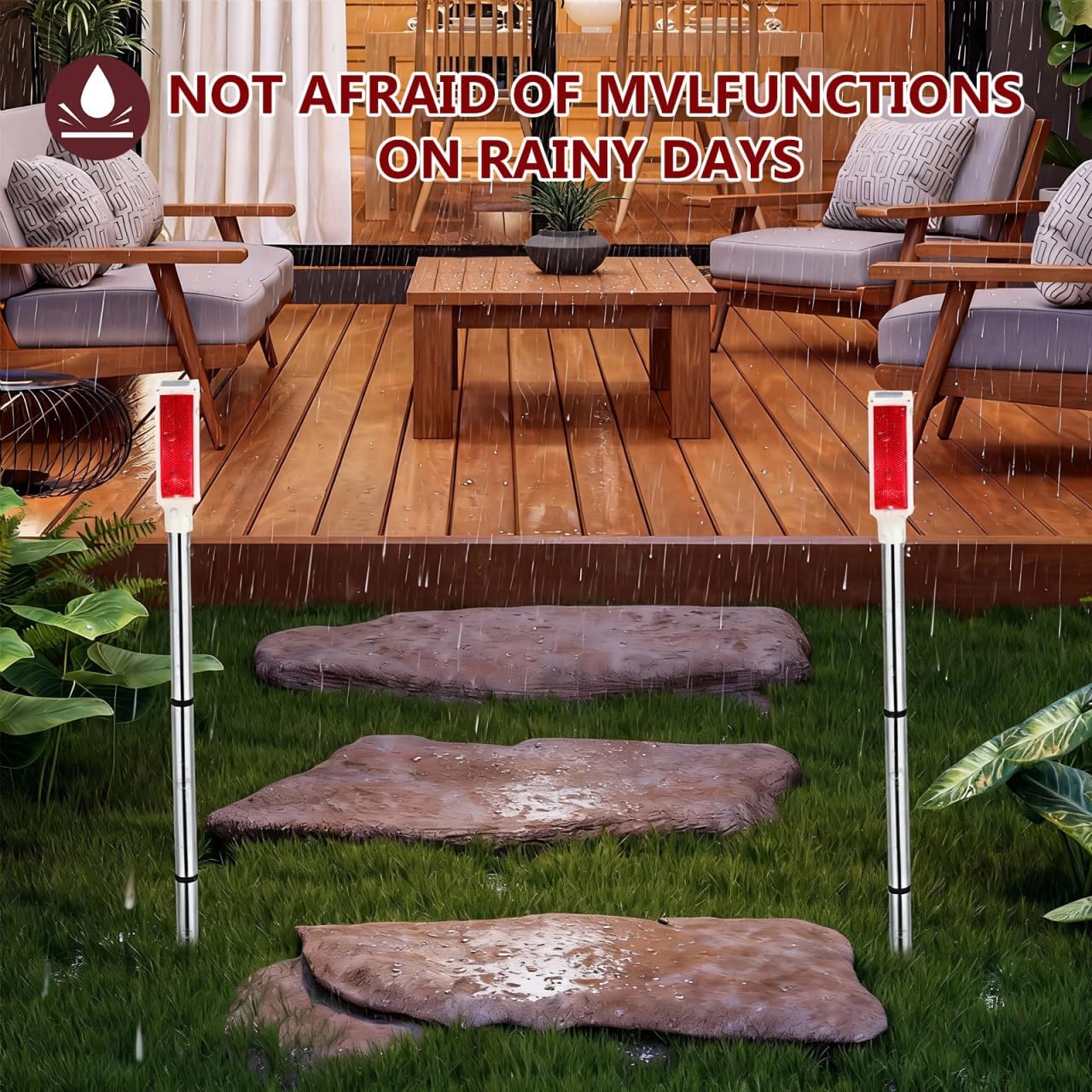 DOITOOL 2 Pcs Driveway Markers Solar Powered, 30 Inch Reflective Red Driveway Reflectors on Poles for Snow Road Outdoor Yard Parking Lots Strobe Warning Landscape Lighting