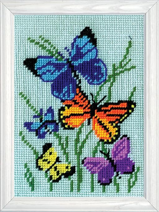 Design Works Crafts 2569 Needlepoint Kit, Butterflies Galore, 5" X 7" Needlepoint Kit Butterflies Galore