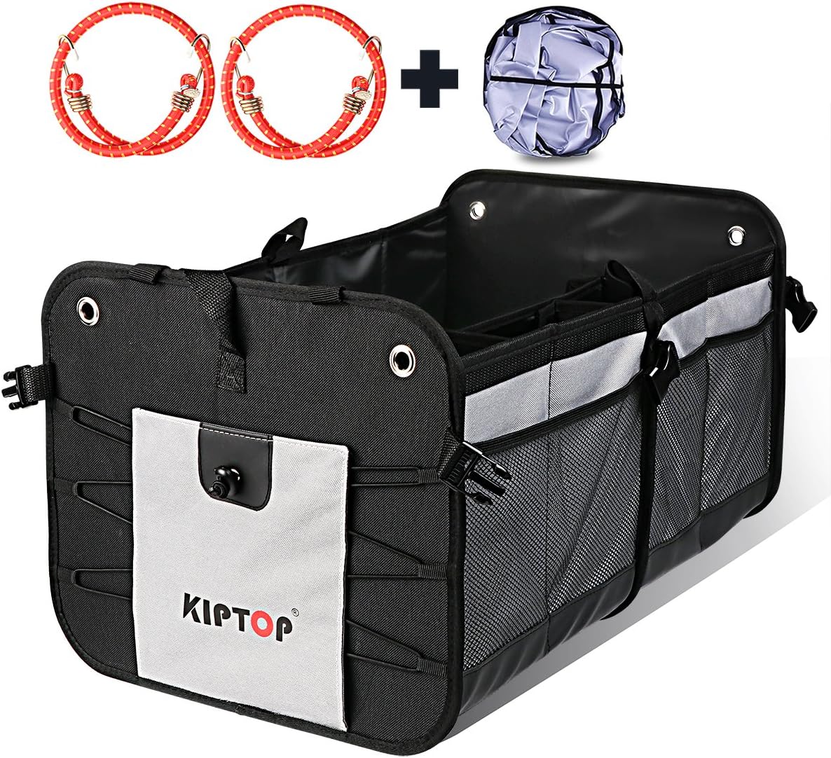 KIPTOP Car Boot Organiser, Foldable Car Storage Trunk Organiser Trash Bag Collapsible Shopping Supermarket Bags Travel Holder (Black)