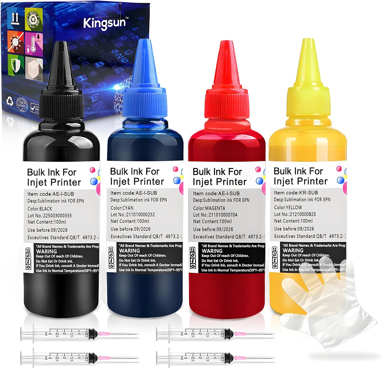 Sublimation Ink Refilled 100 ml Bottle Heat Press Transfer Compatible with Epn 15000 C88 C88+ WF7720 ET2720 ET2760 ET2750 ET4760 WF7820 Inkjet Printers on Mugs, T-Shirts, Phone Case