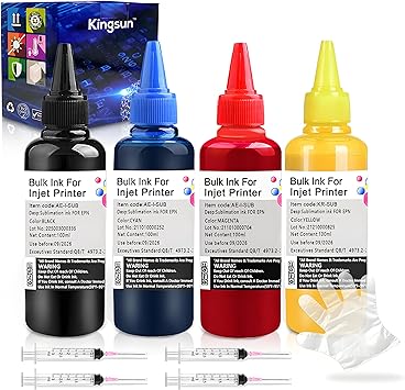 Sublimation Ink Refilled 100 ml Bottle Heat Press Transfer Compatible with Epn 15000 C88 C88+ WF7720 ET2720 ET2760 ET2750 ET4760 WF7820 Inkjet Printers on Mugs, T-Shirts, Phone Case