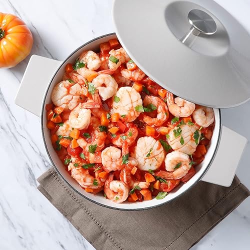 Vista 20 de Martha Stewart Eastholm - Horno holandés de hierro fundido esmaltado de 3 cuartos de galón, color azul Martha