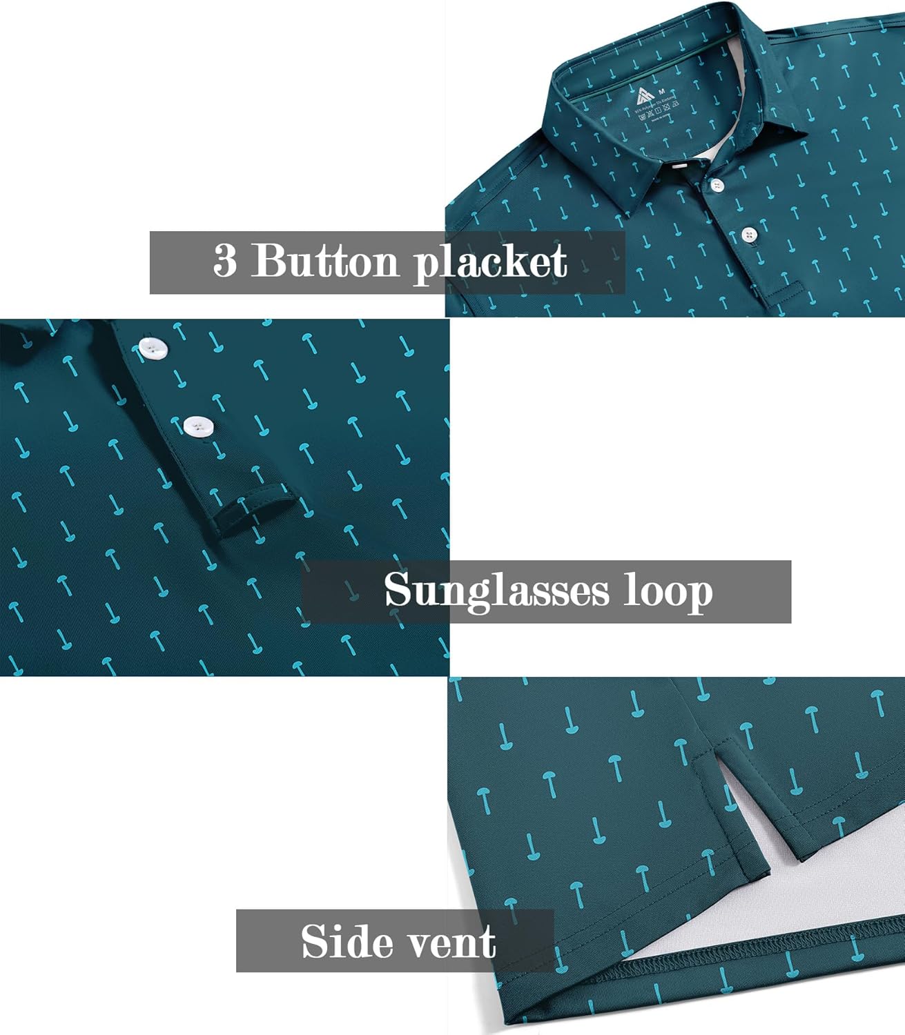 ZITY Men's Golf Shirts Short Sleeve Moisture Wicking Performance Print Patterns Casual Collared Golf Polo Shirt for Men - Image 4