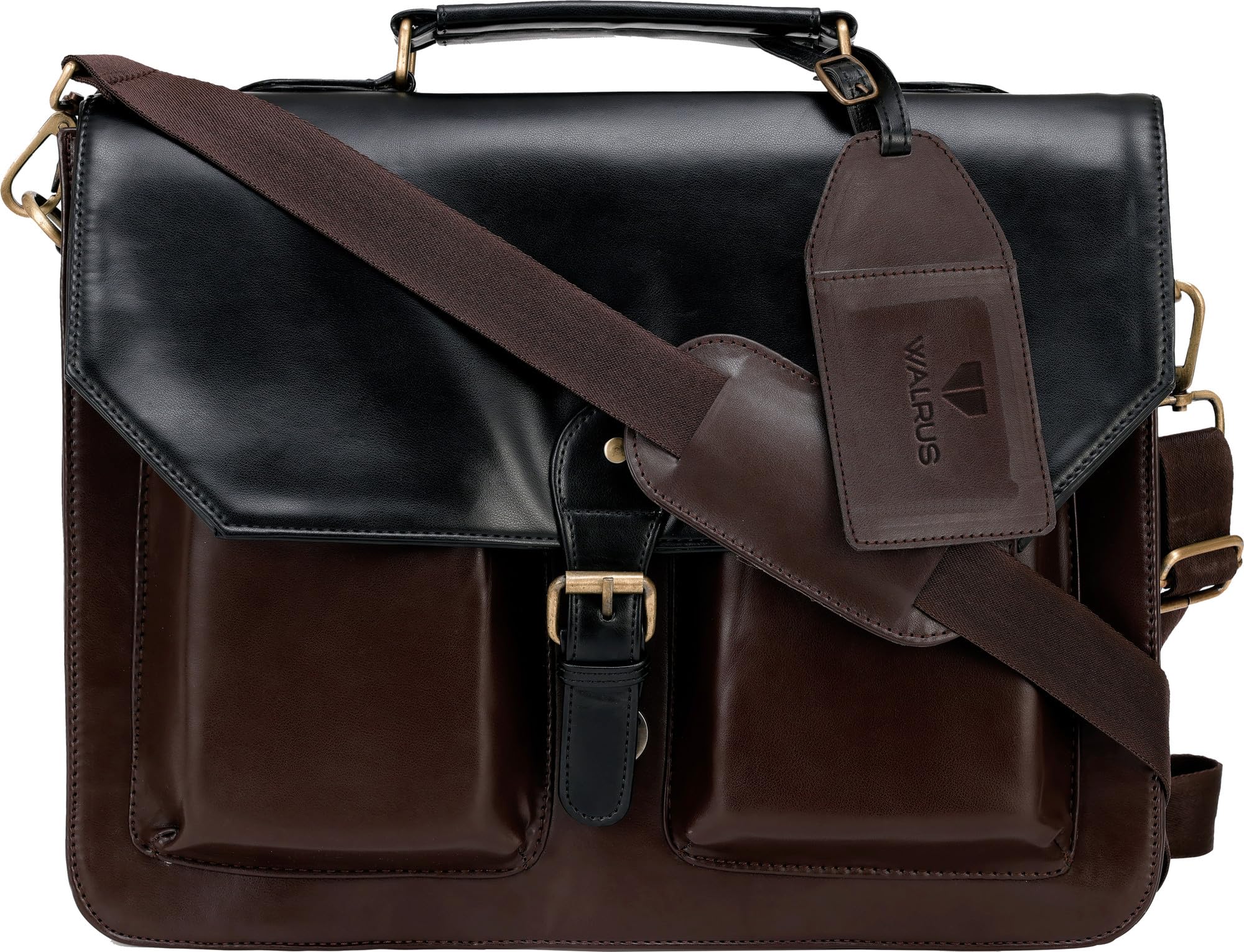 Maestro Series Black Vegan Leather 15.6 Inch Laptop Bag with Sleeve - Unisex, Dual Main Compartments, Lightweight & Stylish,Expandable Office Bag for Men & Women-image-11