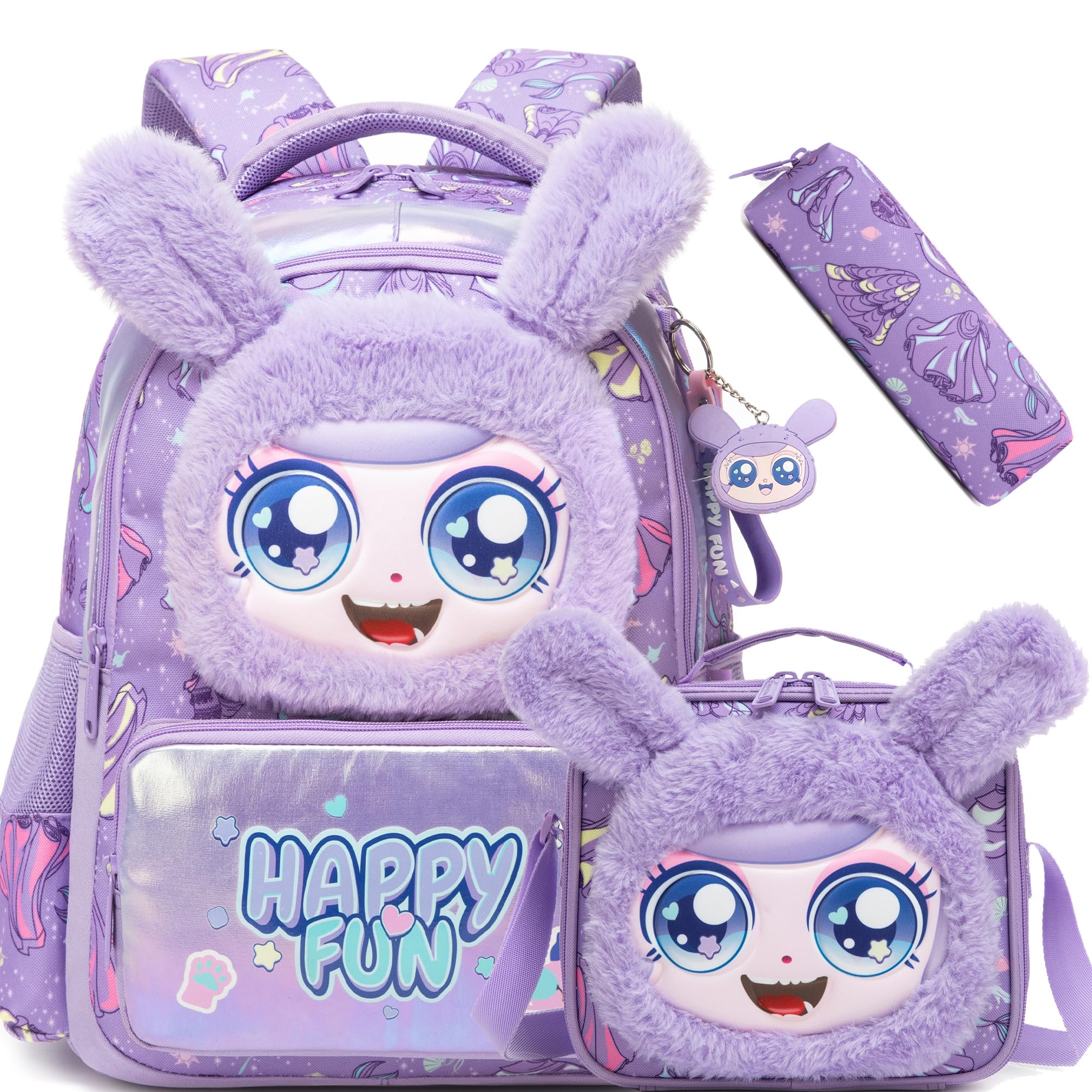 Meetbelify Girls Backpack with Lunch Box & Pencil Case