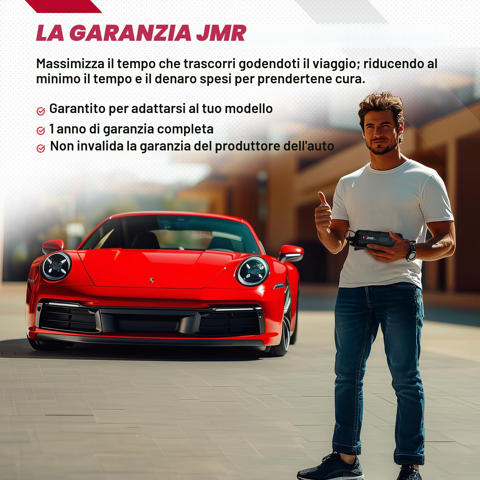 JMR Battery Charger for Porsche 911 Panamera Cayenne Macan Cayman 718 Boxter All Models Trickle Charger Conditioner Maintainer (Add Lithium Mode)