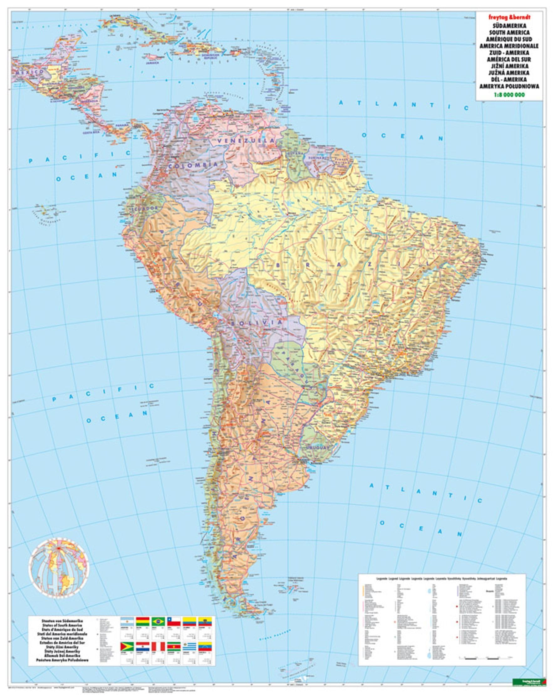America South pol. flat map