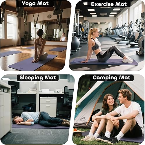 Miniatura 7 de Tapete de yoga antideslizante de TPE para mujeres y hombres, tapete de entrenamiento de doble cara de 72 x 24 pulgadas para gimnasio en casa,
