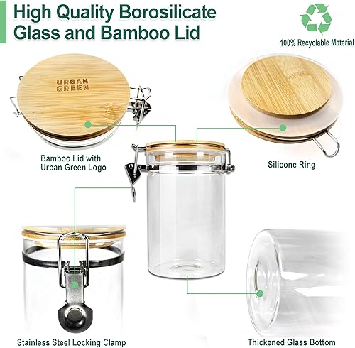 Miniatura 2 de Tarros de almacenamiento de vidrio con tapas de abrazadera de bloqueo herméticas, recipientes de vidrio herméticos con tapas de bloqueo, recipientes