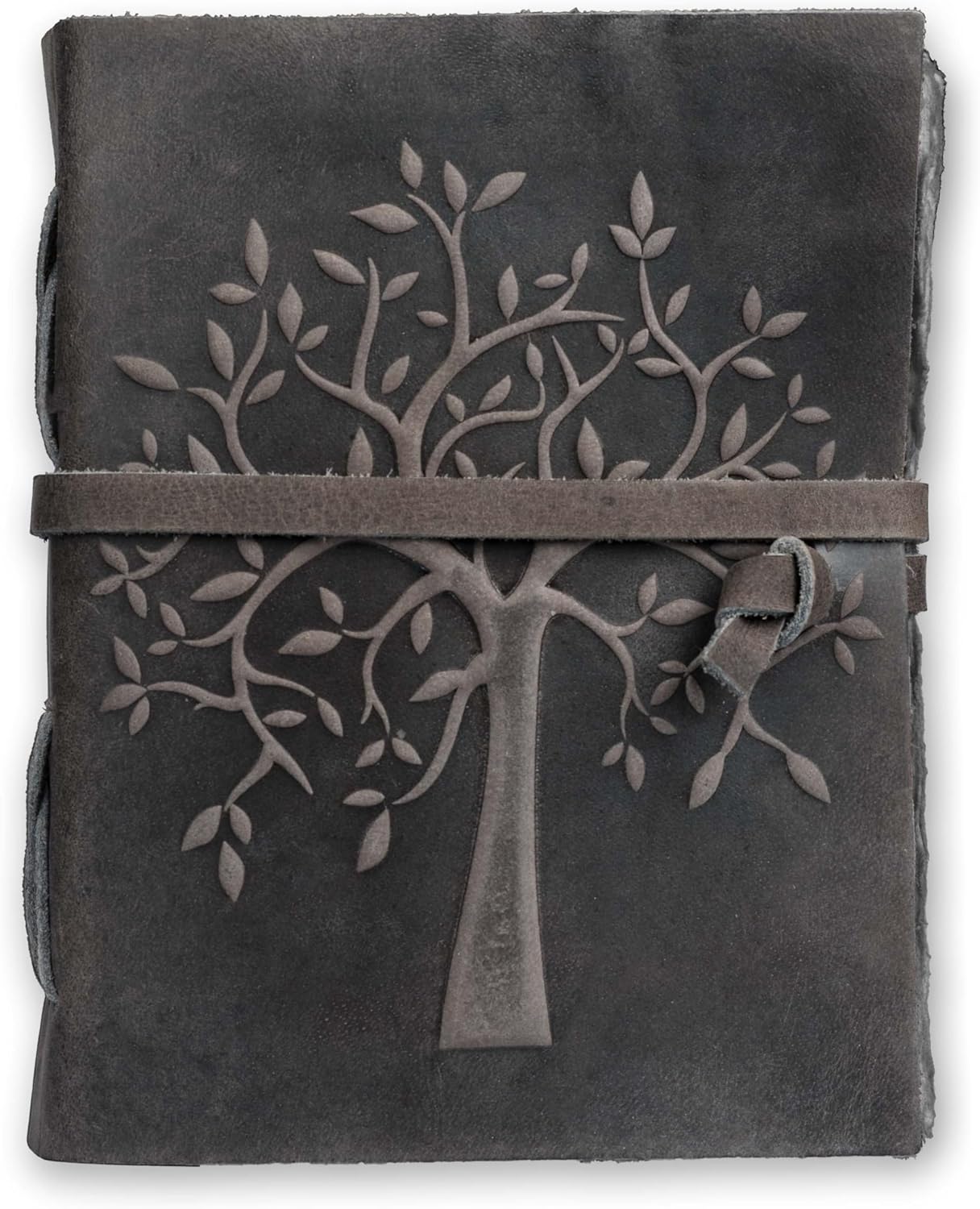 LEATHER VILLAGE Tree of Life Journal - 6 X 4 (A6) inches - Rustic Black - 200 Antique Deckle Edge Handmade Paper – Book of Shadows - Vintage Leather Bound Journal for Women & Men - Image 2