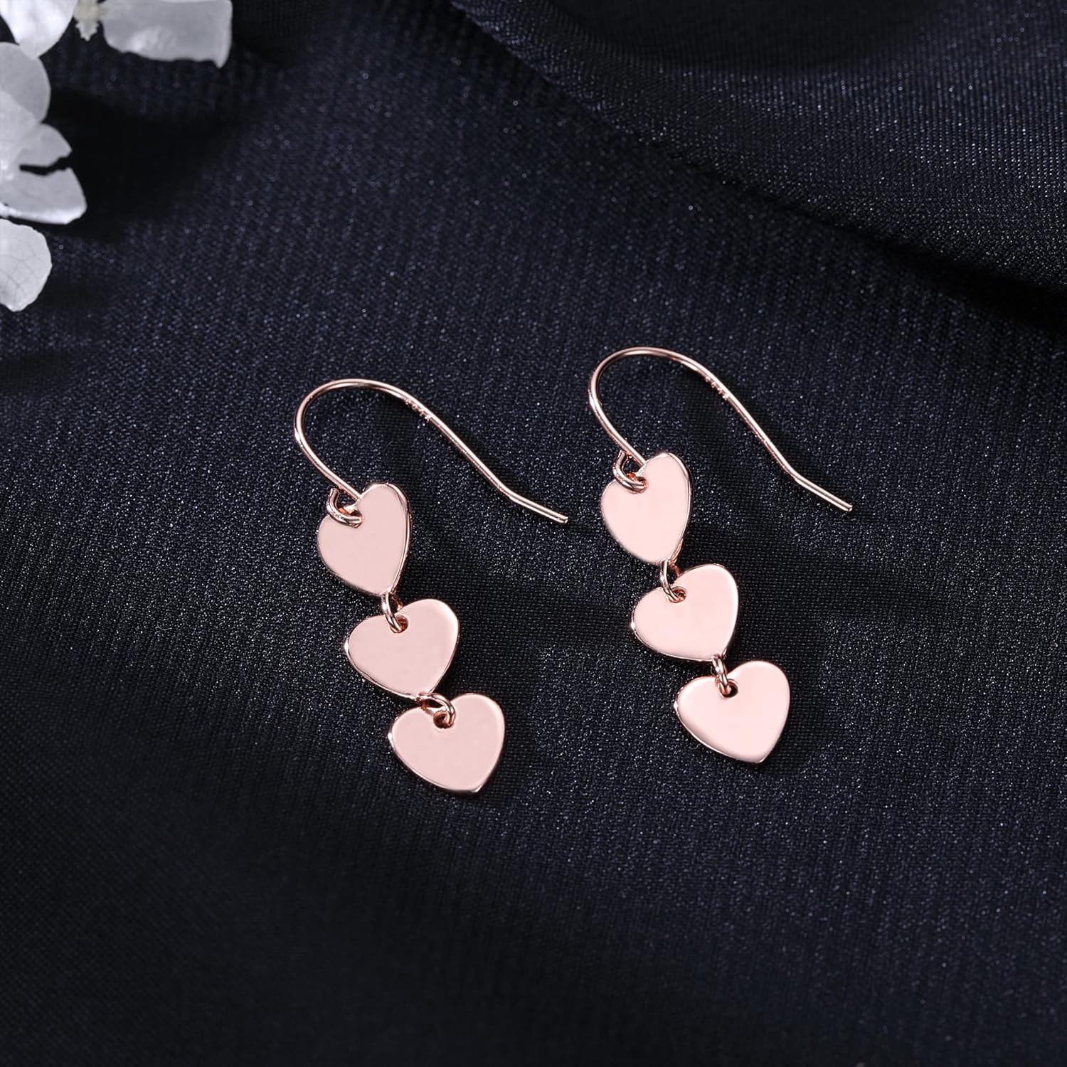 Reffeer Solid 925 Sterling Silver Love Heart Drop Earrings for Women Teen Girls Sweet Heart Dangle Earrings Hook Earrings - Image 4