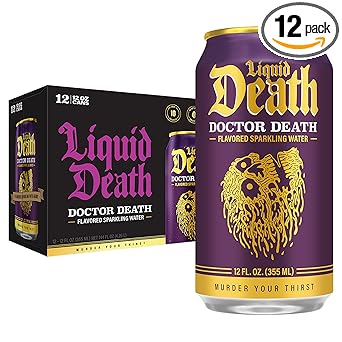 Liquid Death, Doctor Death, Soda-Flavored Sparkling Water, 12-Pack (12oz Cans), Low Sugar, Huge Flavor & No Artificial Sweeteners