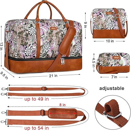 Miniatura 6 de IBFUN Bolsas de fin de semana para mujer, bolsa de viaje de fin de semana de 21 pulgadas, bolsa de lona de viaje para llevar durante la noche, 3