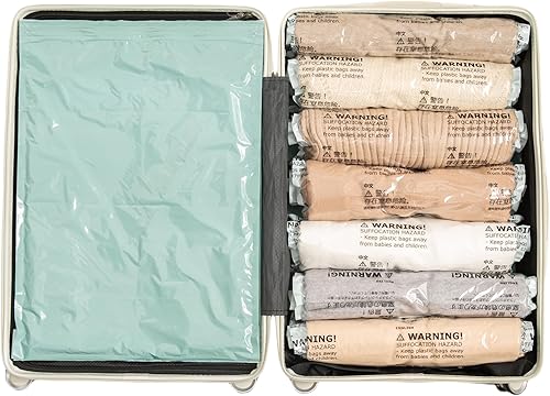 Bolsa de almacenamiento al vacío (bolsas enrollables, no necesita bomba, bolsas de compresión enrollables para ropa, viajes y organización del