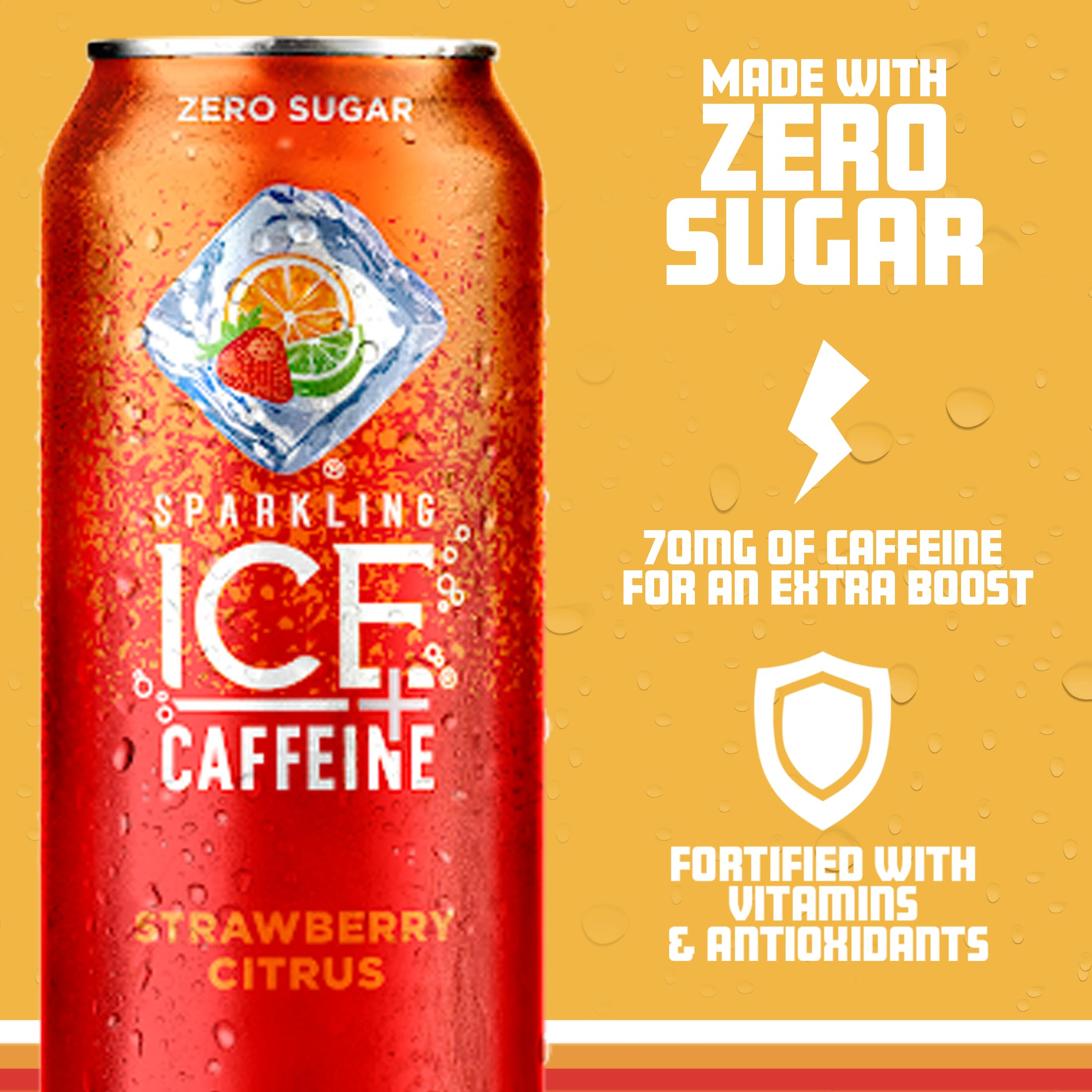 Sparkling Ice +Caffeine Strawberry Citrus Sparkling Water (Pack Of 12) and Sparkling Ice, Strawberry Lemonade Sparkling Water (Pack of 12)