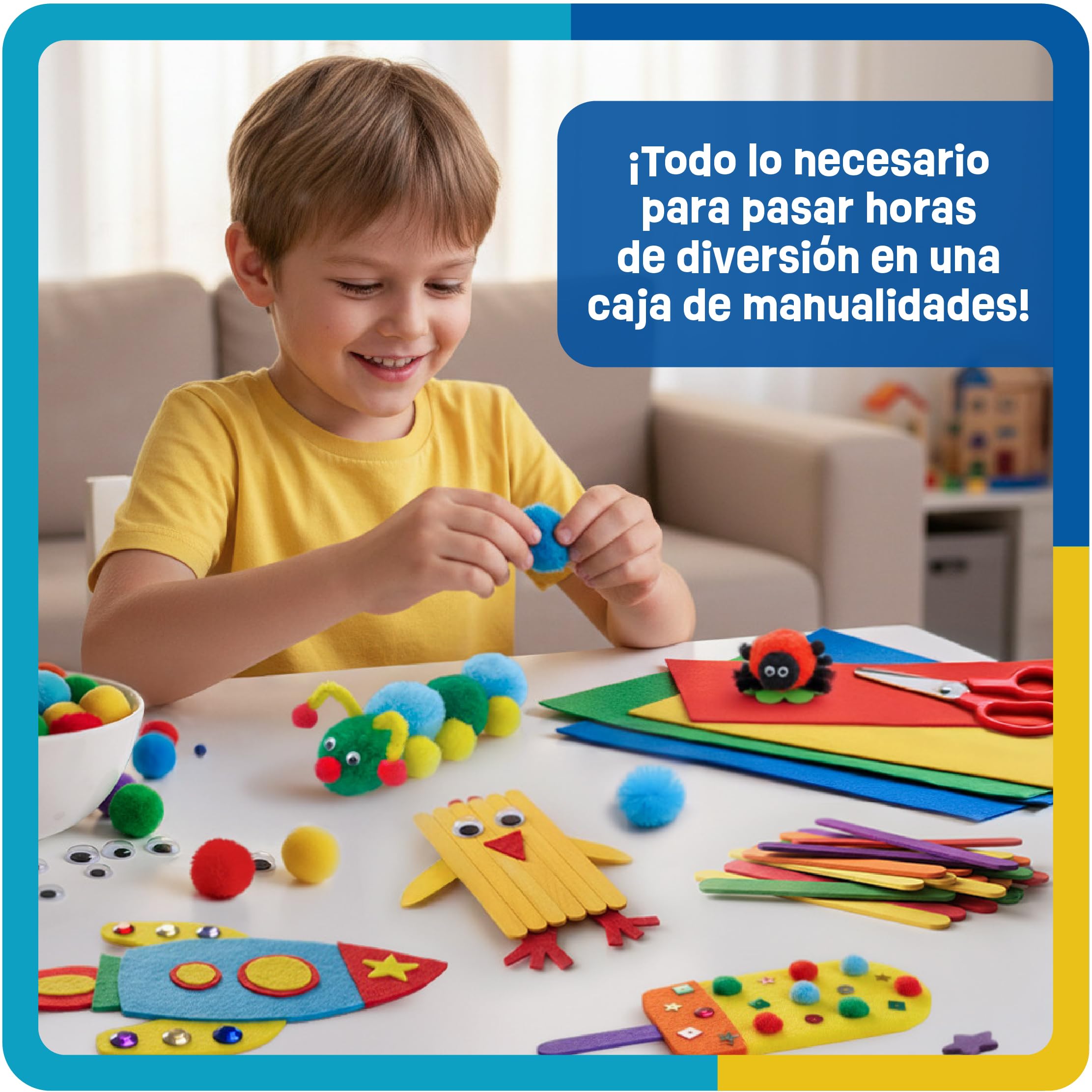 Smowo® Kit Creativo de Manualidades DIY para Niños y Niñas – Caja de Materiales Coloridos con Ideas y Proyectos de Artesanía Infantil