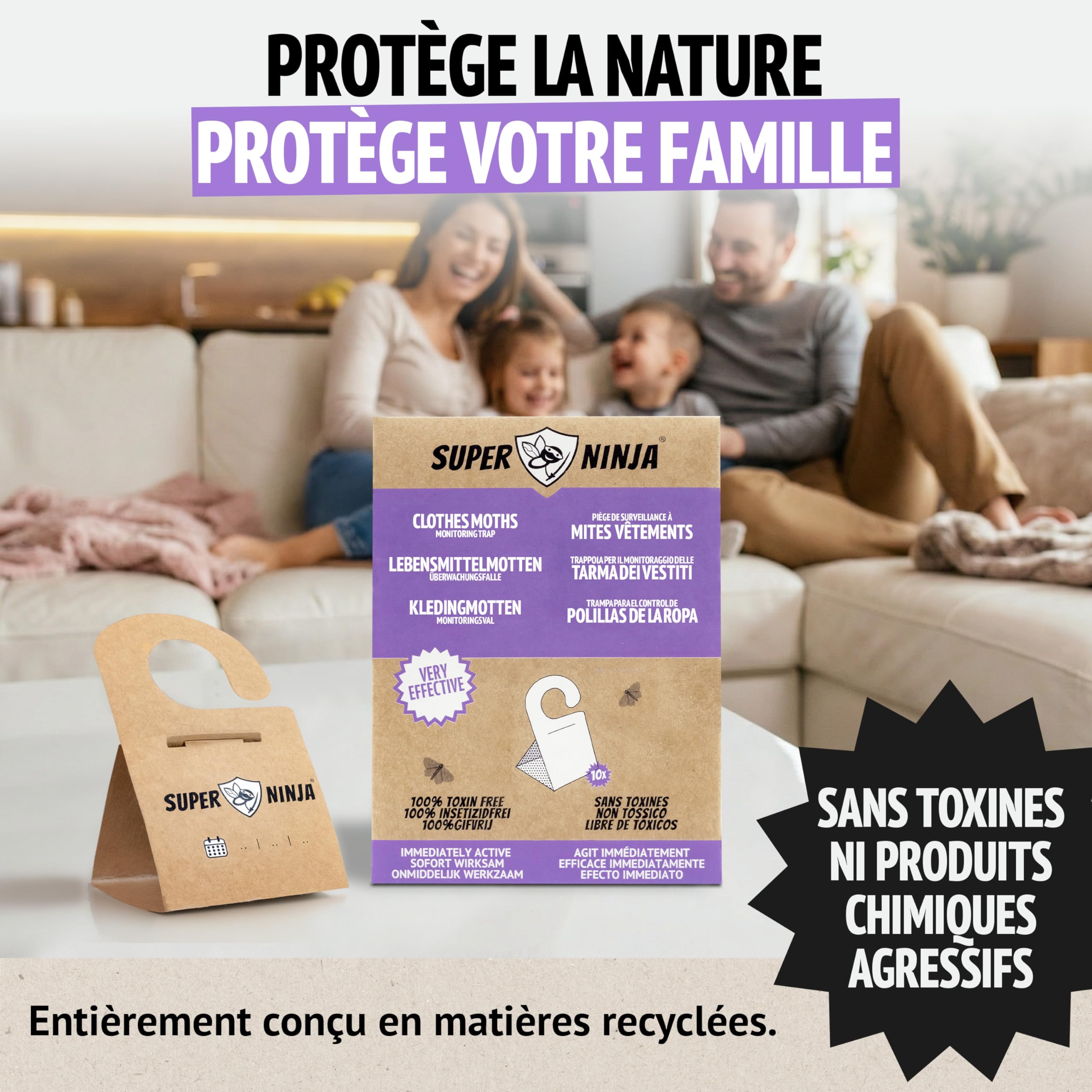Piège Anti-Mites Textiles Lot de 10 – Anti-Mites Vêtements Penderie – Piège à Phéromones Armoire