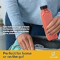 Vista 7 de JumblWare Juego de 40 botellas reutilizables de jugo de plástico transparente de 16 onzas con embudo, cepillo de limpieza y etiquetas