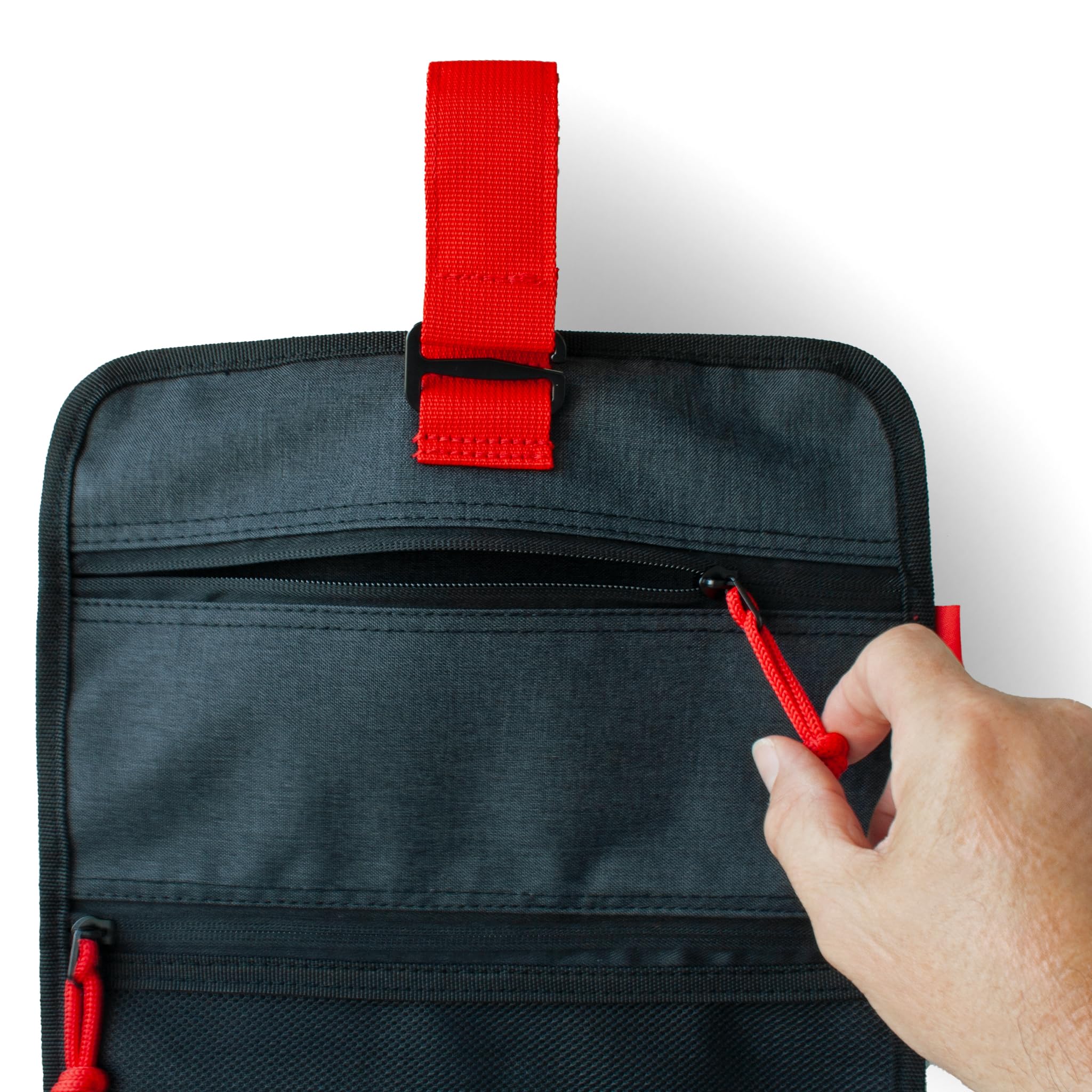92ND.Supply, Neceser para hombre, neceser para hombre, colgar todos los compartimentos con cremallera, mucho espacio de almacenamiento mediante correas ajustables, cierre de . (gris), Negro , 61 x 27