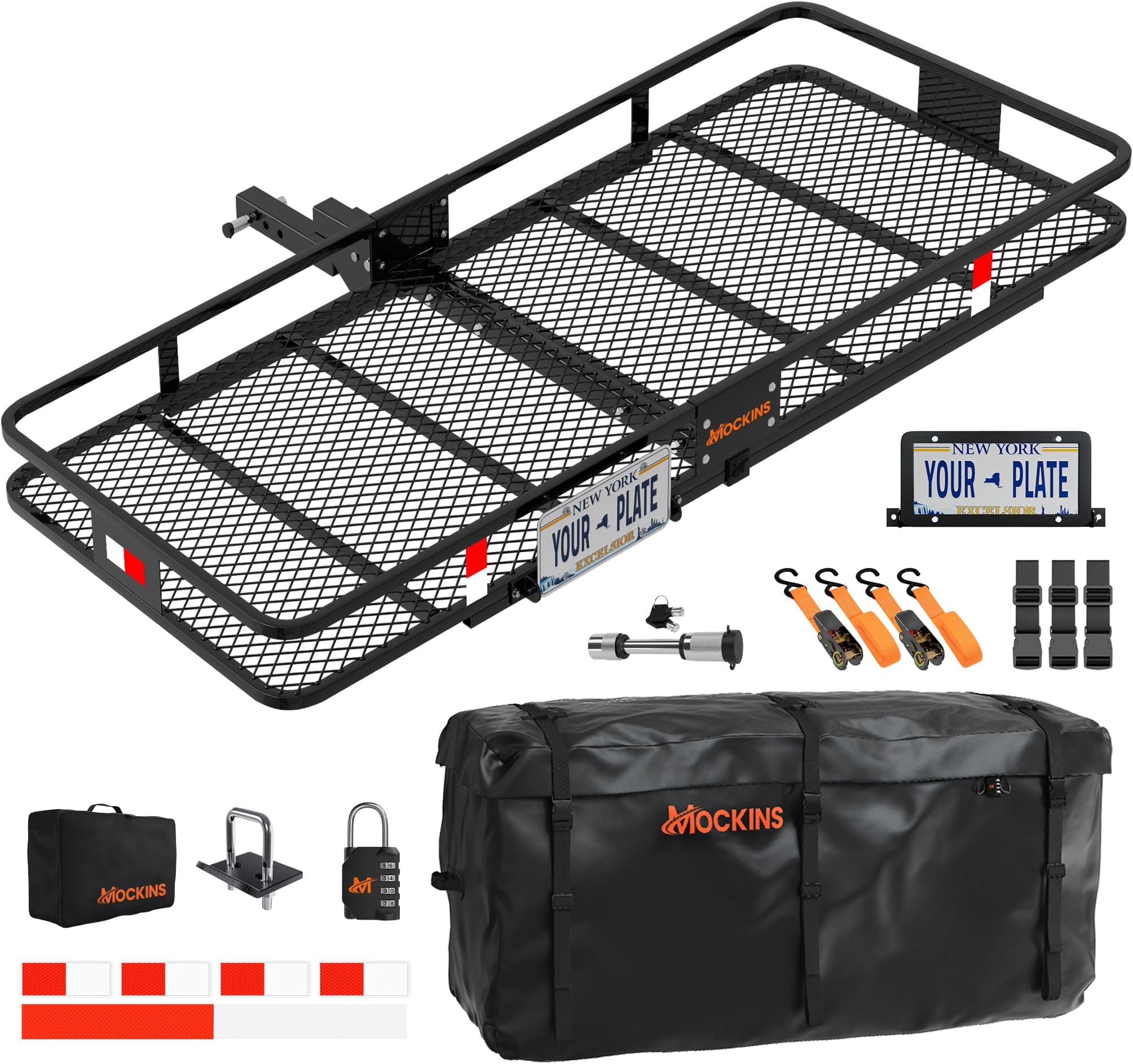 Mockins 70"x30"x6" XXL Folding Cargo Hitch Carrier with 500 Lbs. Capacity
