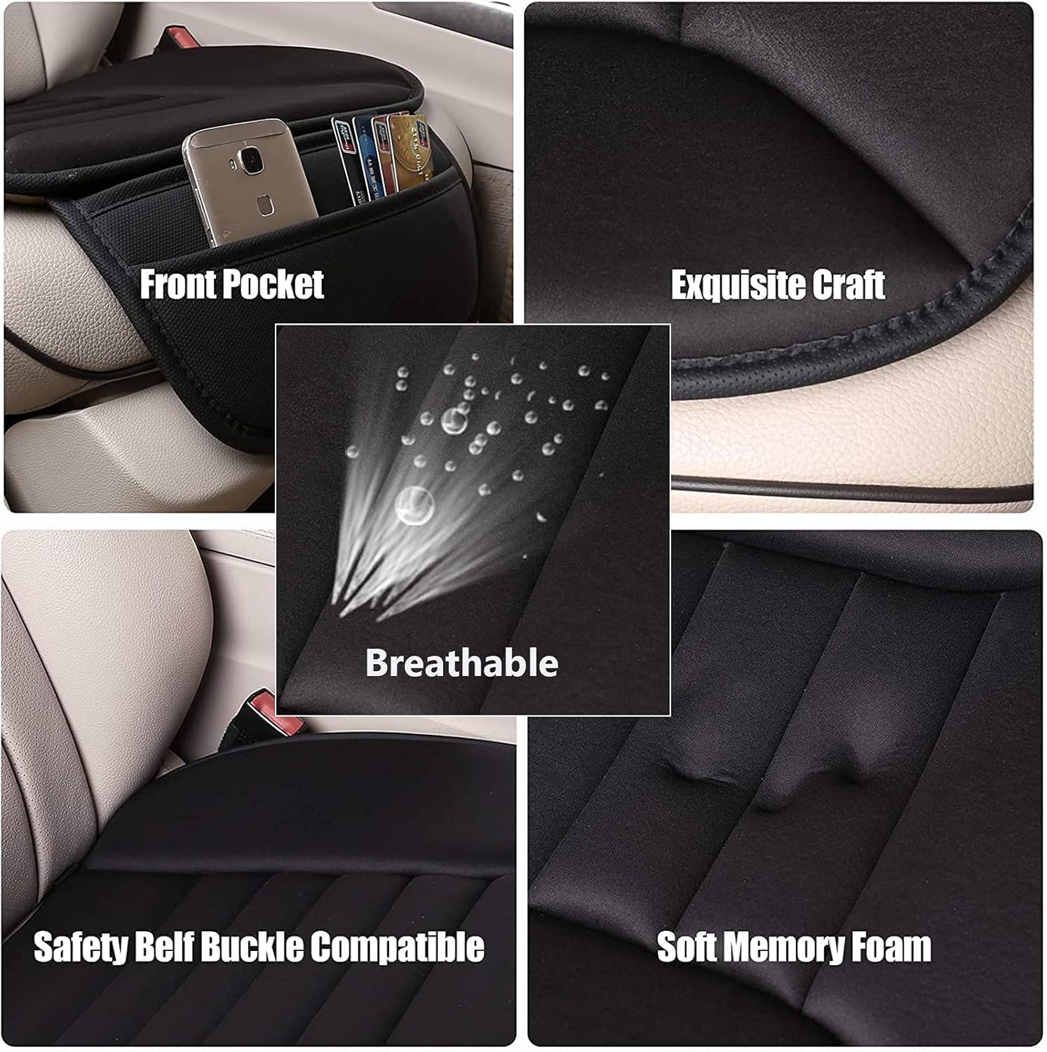 Big Ant Car Seat Cushion,Comfort Thicken Memory Foam Seat Cushion Pad,Pain Relief Chair Cushion Seat Protector for Car Office Home Use,Black 1PC - Image 5