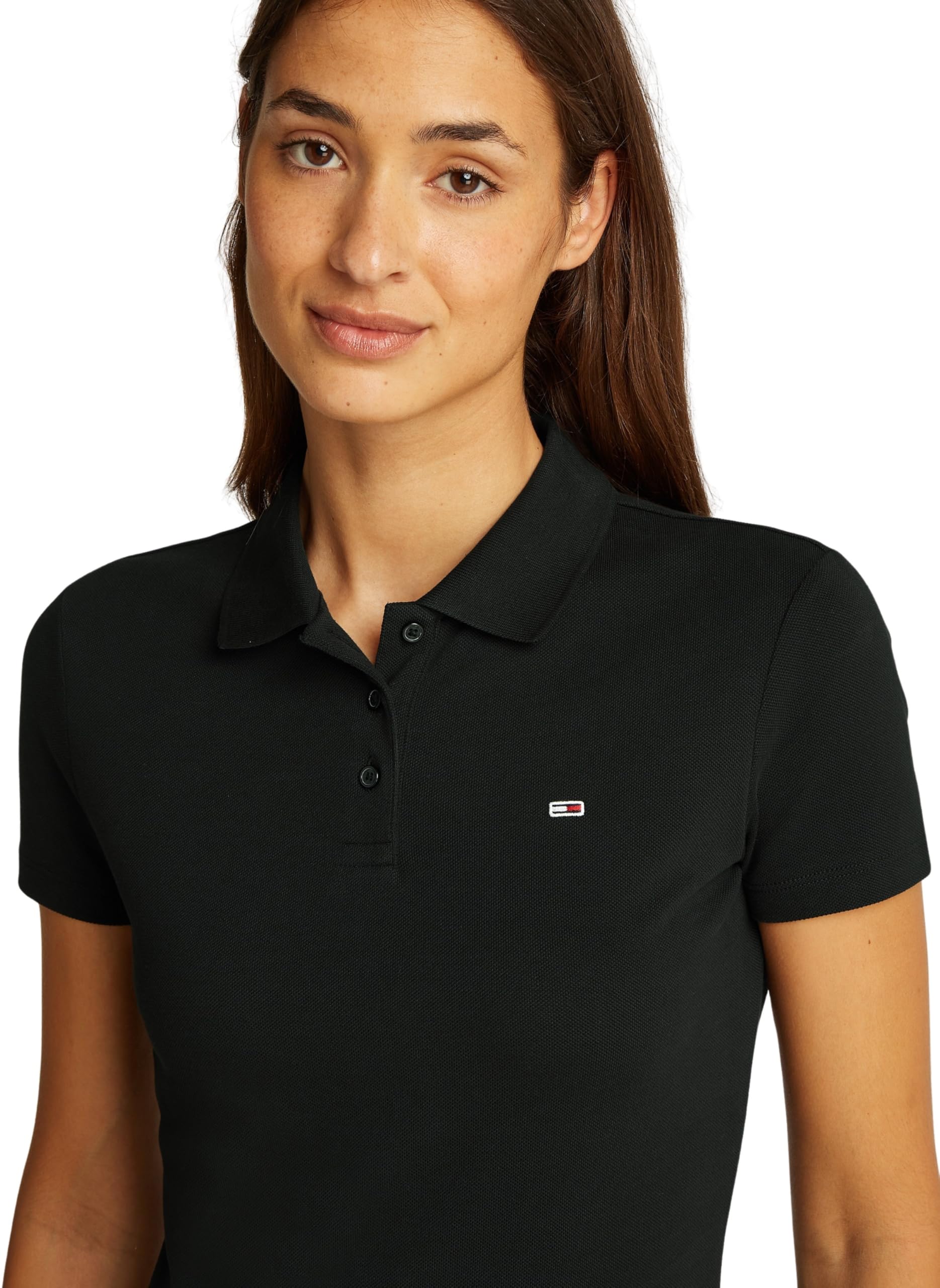 Tommy Jeans Damen Poloshirt Kurzarm Slim Essential Stretch