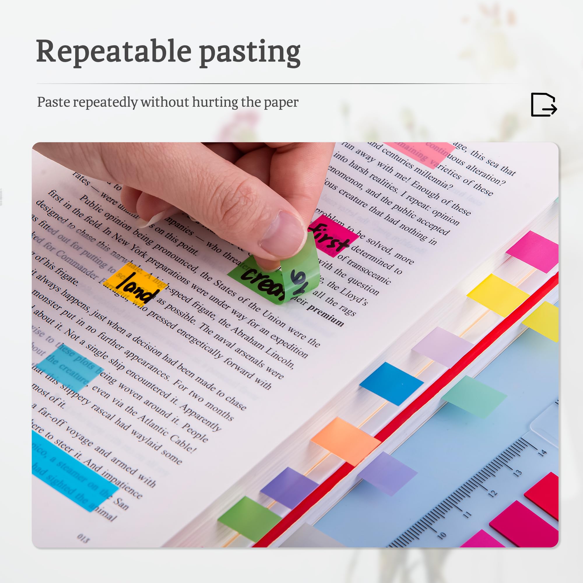 Golcellia 2400 pestañas adhesivas para libros, pestañas para anotar libros, pestañas de notas adhesivas, marcadores de página Morandi, pestañas de índice de escritura y reposicionables, pestañas