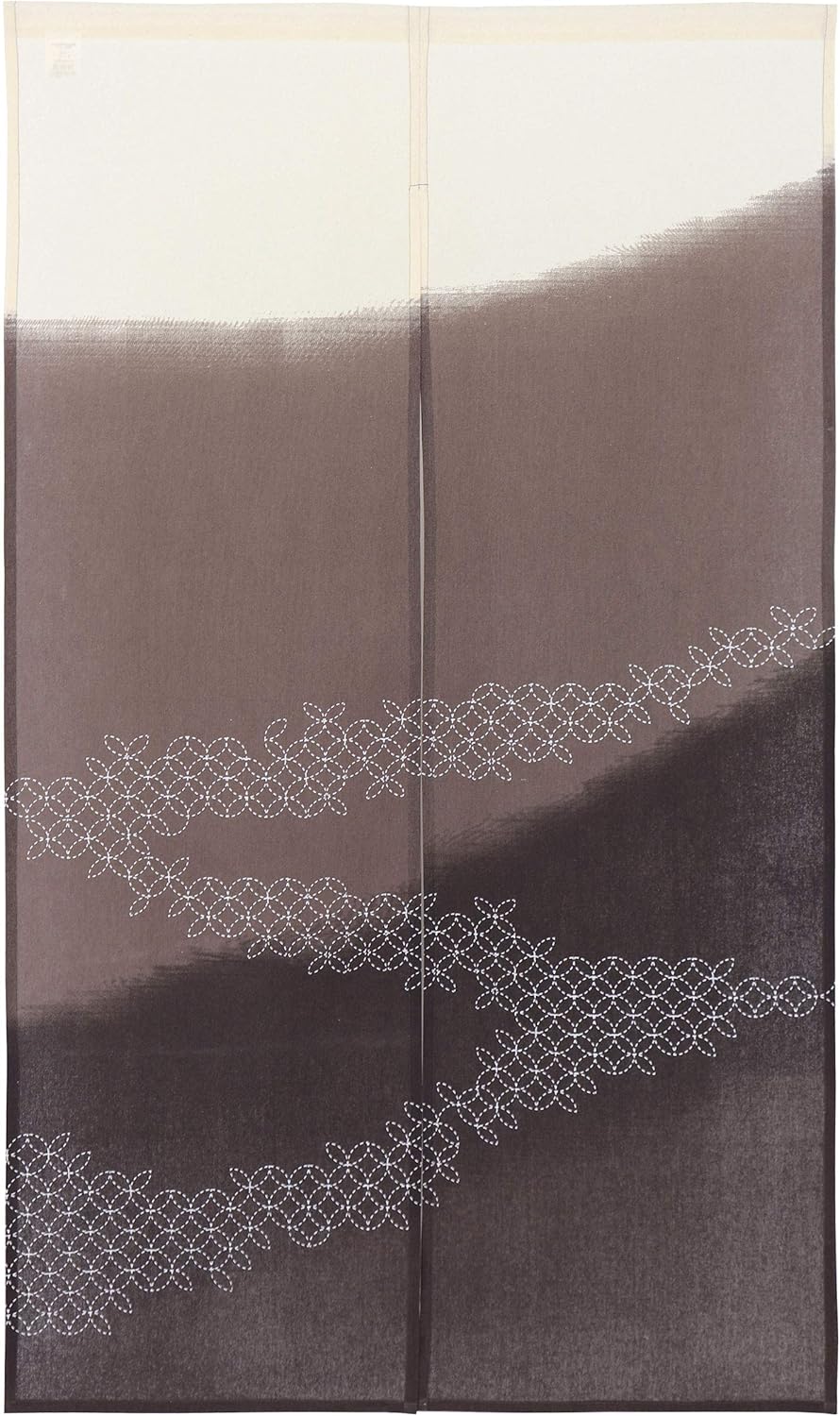 SunnyDayFabric dooryway Curtain W33.5 x L59 Tapestry Japanese noren Blur (Brown)