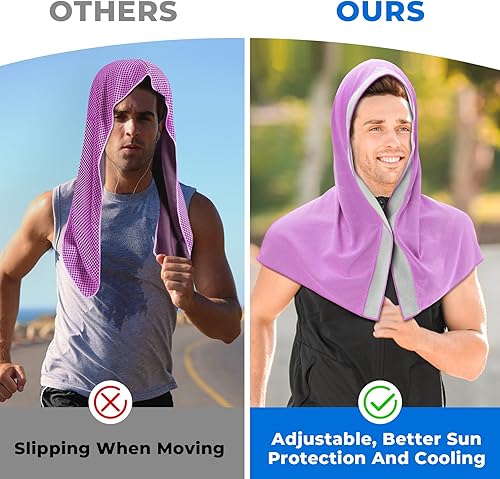 Miniatura 8 de Sukeen Toalla refrescante con capucha, toallas refrescantes ligeras para cuello y cara con borde pegajoso, envolturas refrescantes para el cuello