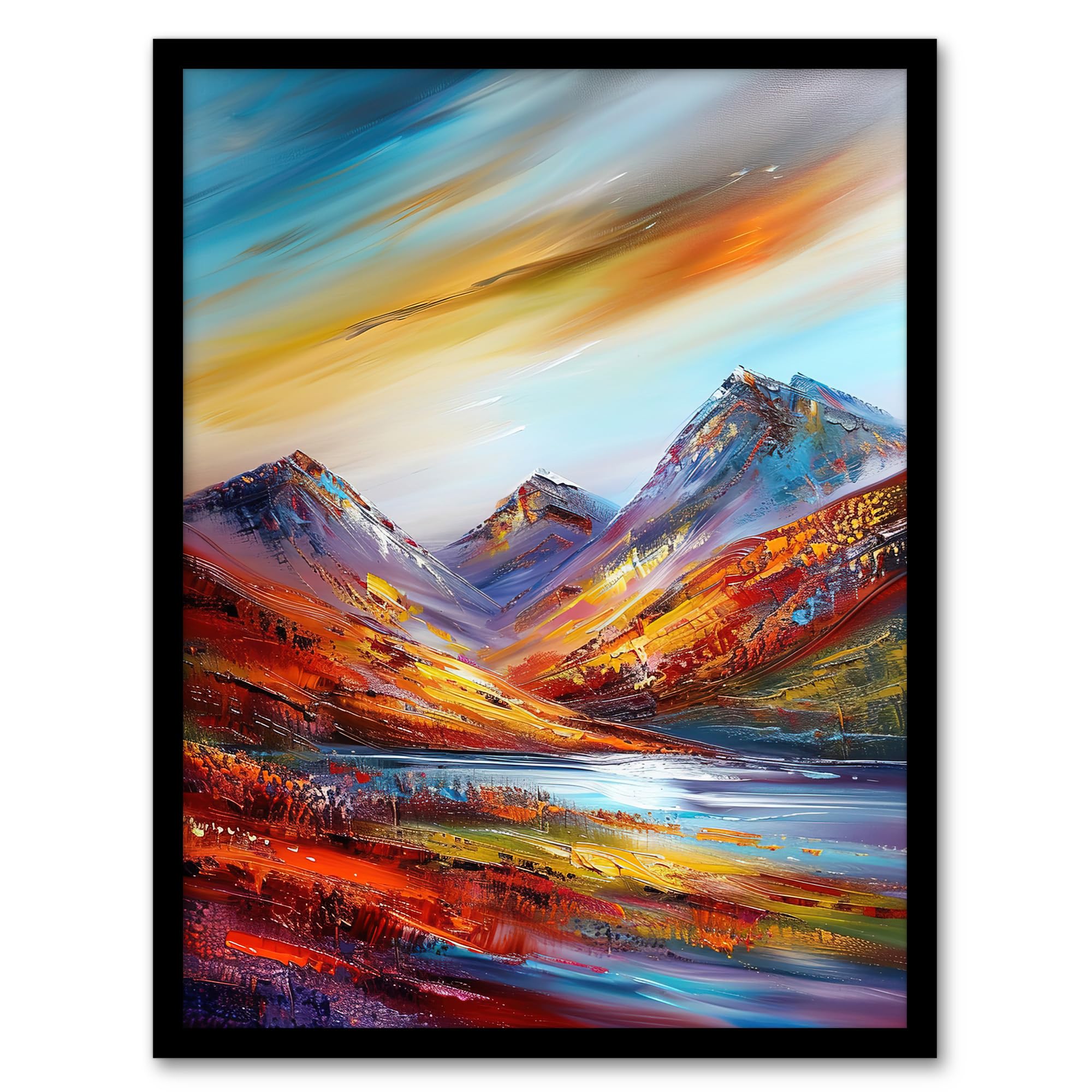 Artery8 Cairngorms Heather Mountain Peak Hike Landscape Living Room Artwork Framed Wall Art Print A4