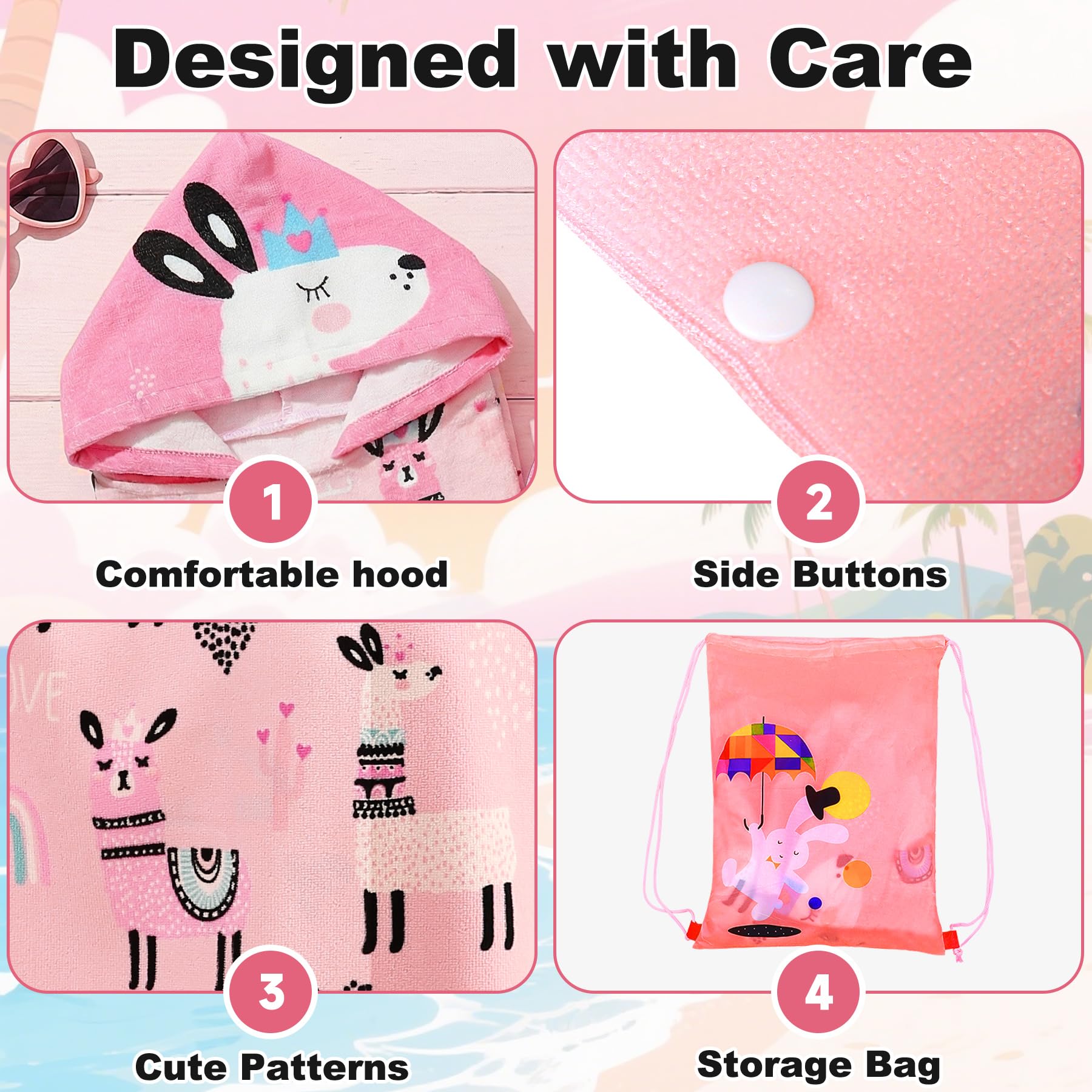 Asciugamano da Spiaggia con Cappuccio Poncho Telo Mare Bambini con Dinosauro Blu in Microfibra Assorbente per Spiaggia Doccia Piscina, Asciugamano da Bagno Ragazzi 6-15 Anni, 75x180cm