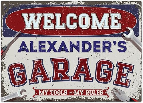 Letreros de bienvenida personalizados para garaje, rústico, vintage, para papápadre, por, hombre cueva, para interiores y exteriores, 10 x 14