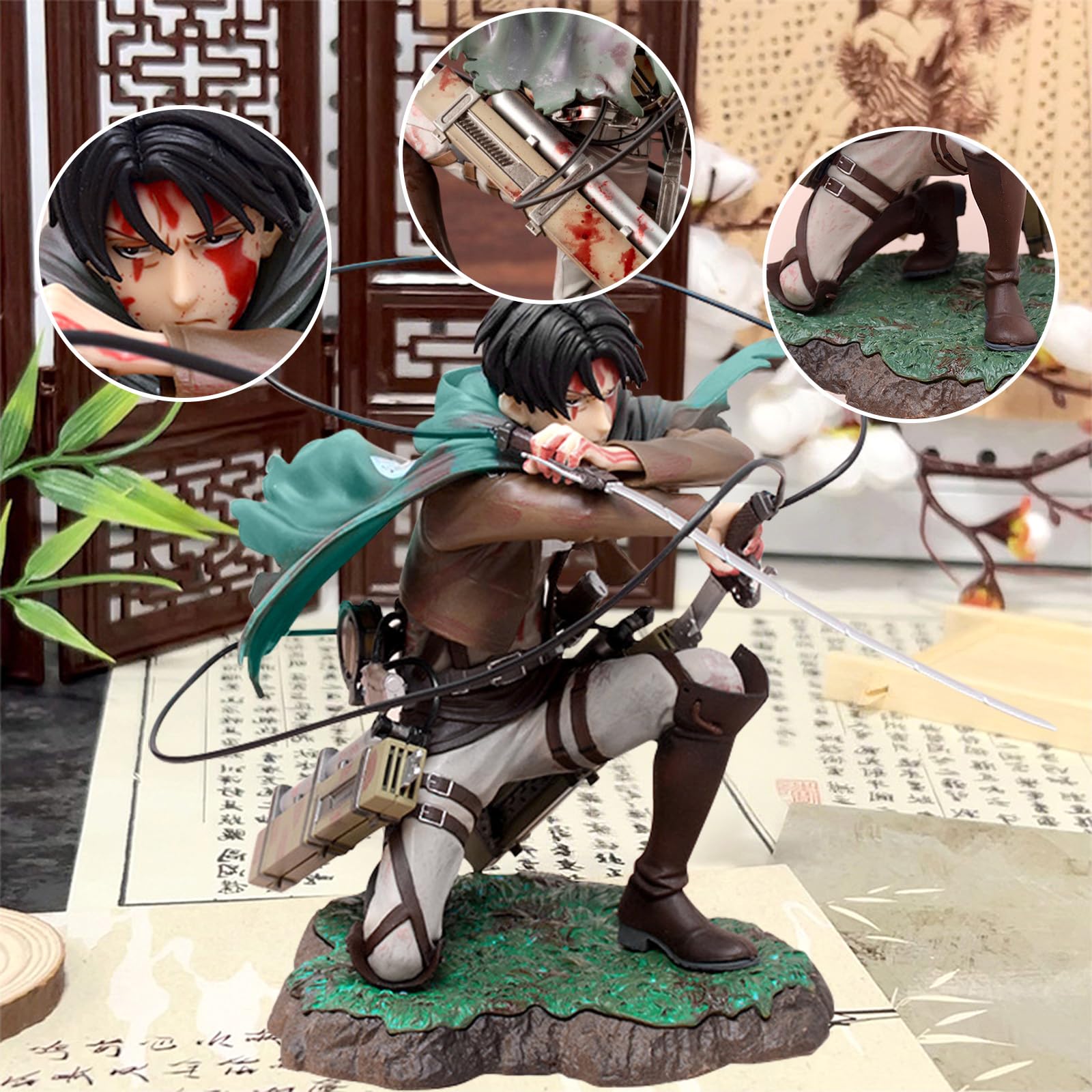 Estatua De Levi Ackerman, Adornos Levi Ackerman, Estatua De Decoración De Oficina De Personaje De Anime, Modelo Scout de PVC, Decoración De Oficina Para Los Fans