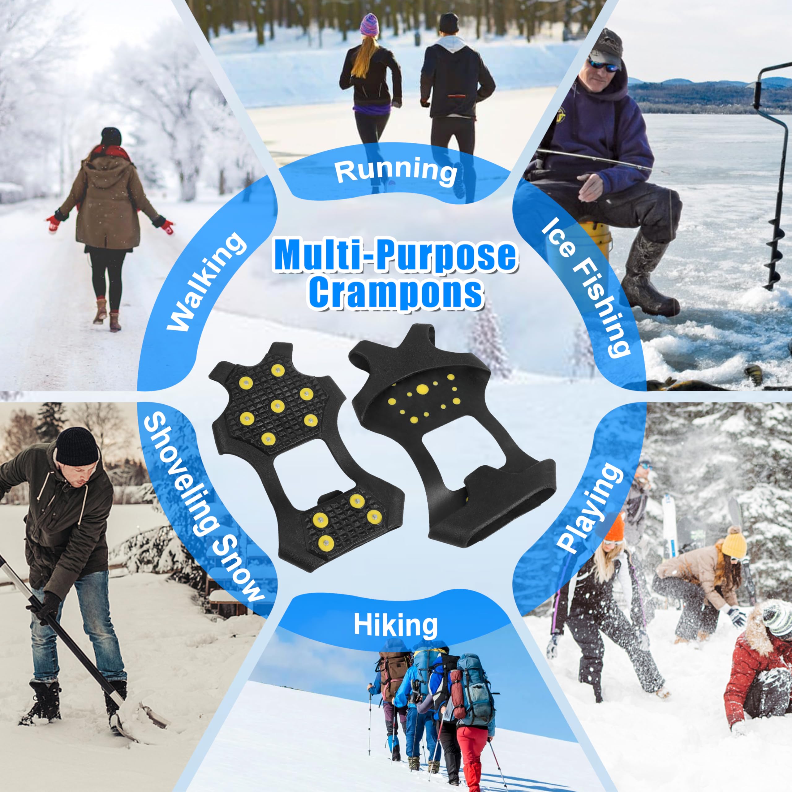 Eis- und Schneestollen für Schuhe und Stiefel, rutschfeste Steigeisen mit 11 Nieten, Eis, Schnee, Greifer, für Männer und Frauen, Spaziergänge auf Schnee, Eis