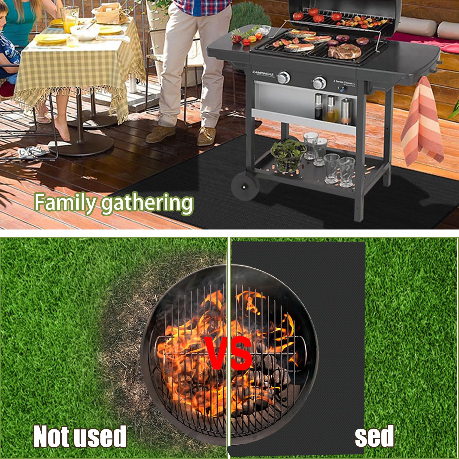 Tappetino ignifugo, base pieghevole per barbecue, camini, pavimenti, prati e campeggio (39 * 60in)