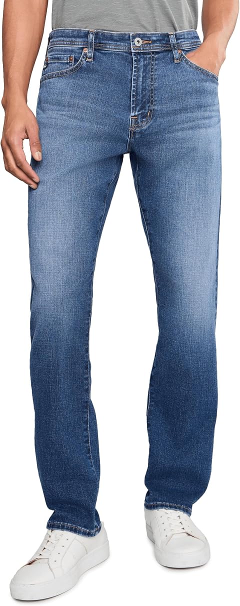 Мужские джинсы AG Everett Slim Straight Jeans In Grove, цвет: Зелёный