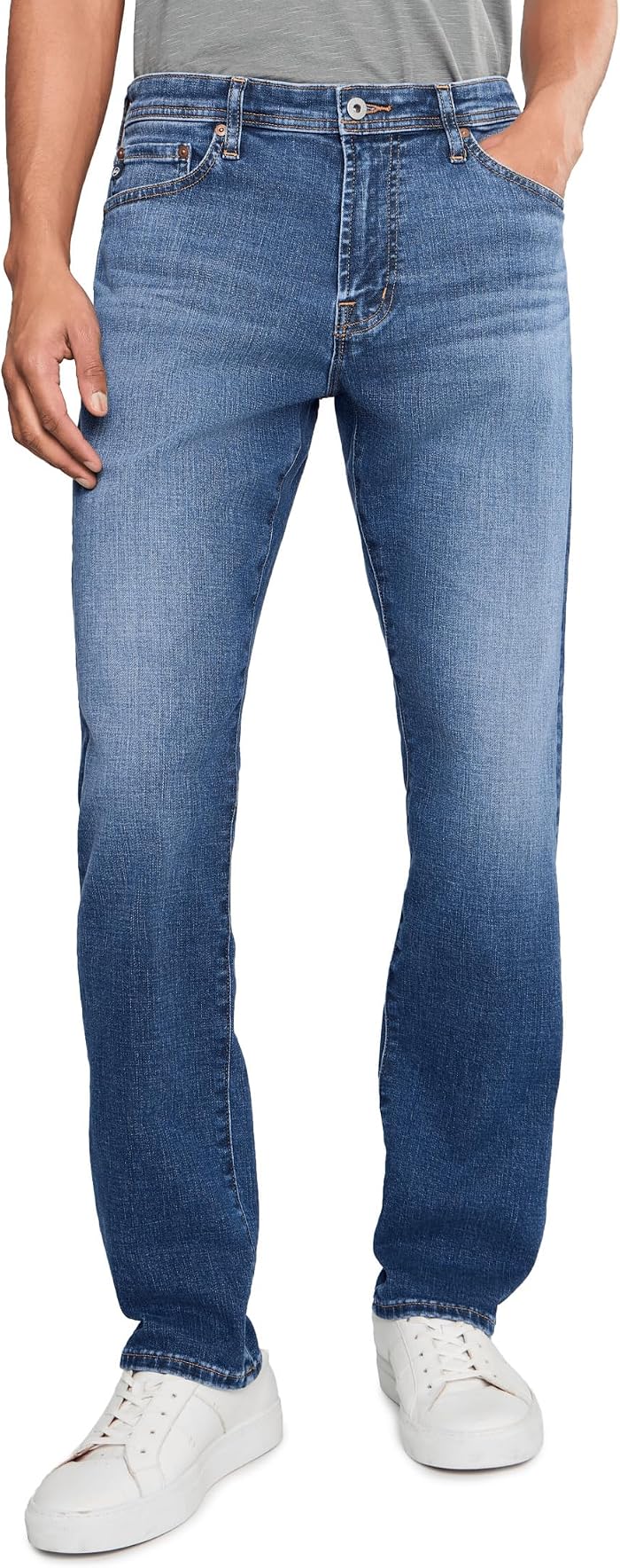 Мужские джинсы AG Everett Slim Straight Jeans In Grove, цвет: Зелёный — фото 1