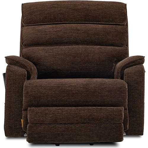 DYNOX 500LBS Heavy Duty Big and Tall Power Lift Recliner Chair, Extra Wide Tri-Motor Lift Chair with Reinforced Steel Frame, Extended Footrest, Heat Massage, 9398L, Chenille, Brown
