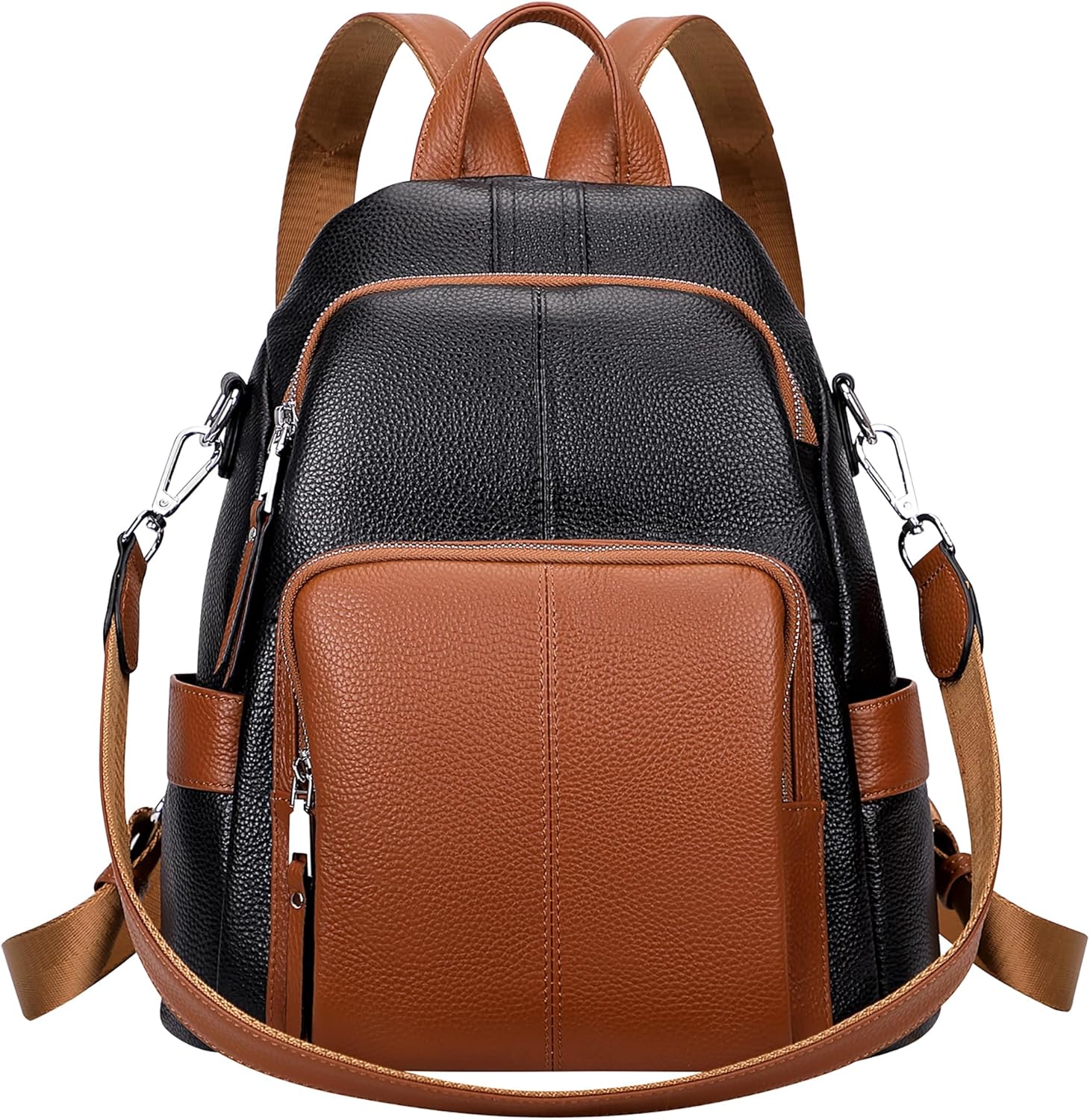 ALTOSY Soft Leather Backpack Purse For Women -theft Backpacks Versatile Shoulder Bag(S81 Black/Brown)
