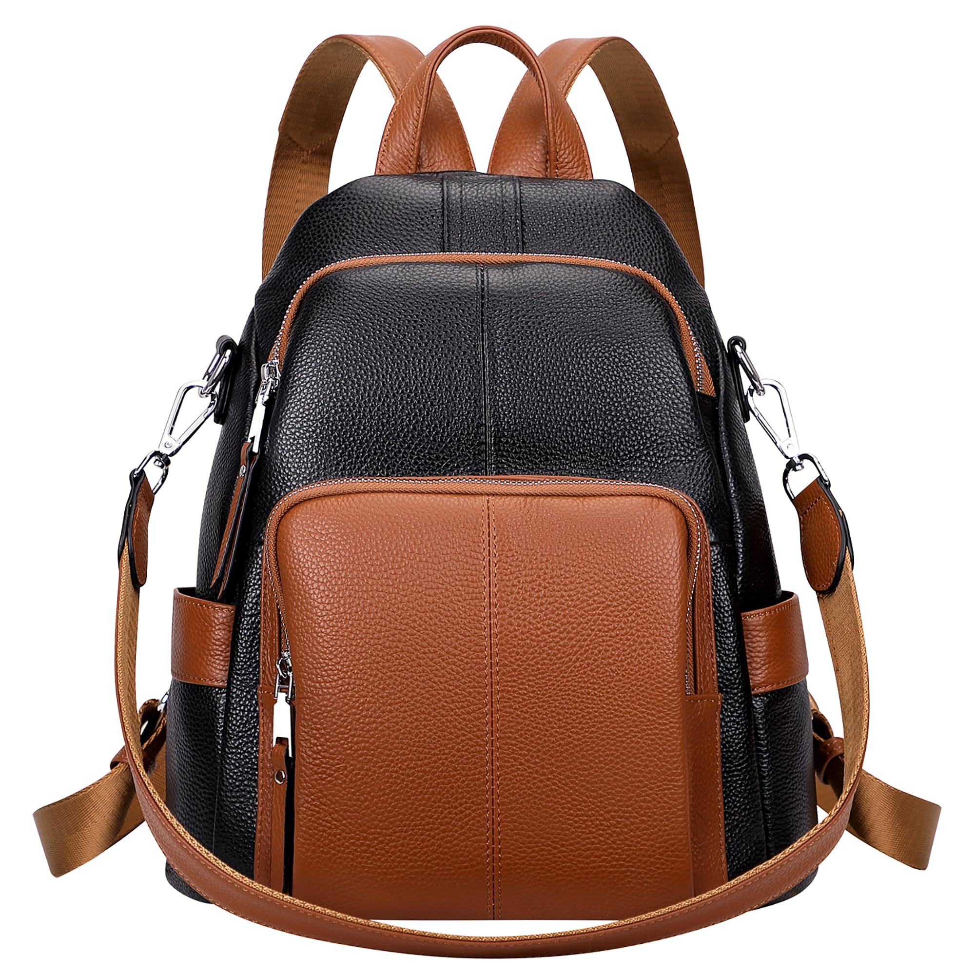 ALTOSY Soft Leather Backpack Purse For Women -theft Backpacks Versatile Shoulder Bag(S81 Black/Brown)