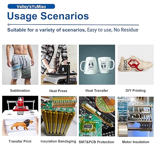 Miniatura 5 de Valley'sYuMiao 6 rollos, 0.394 in × 108 pies, cinta térmica para sublimación, vinilo de transferencia de calor, resistente al calor, impresión