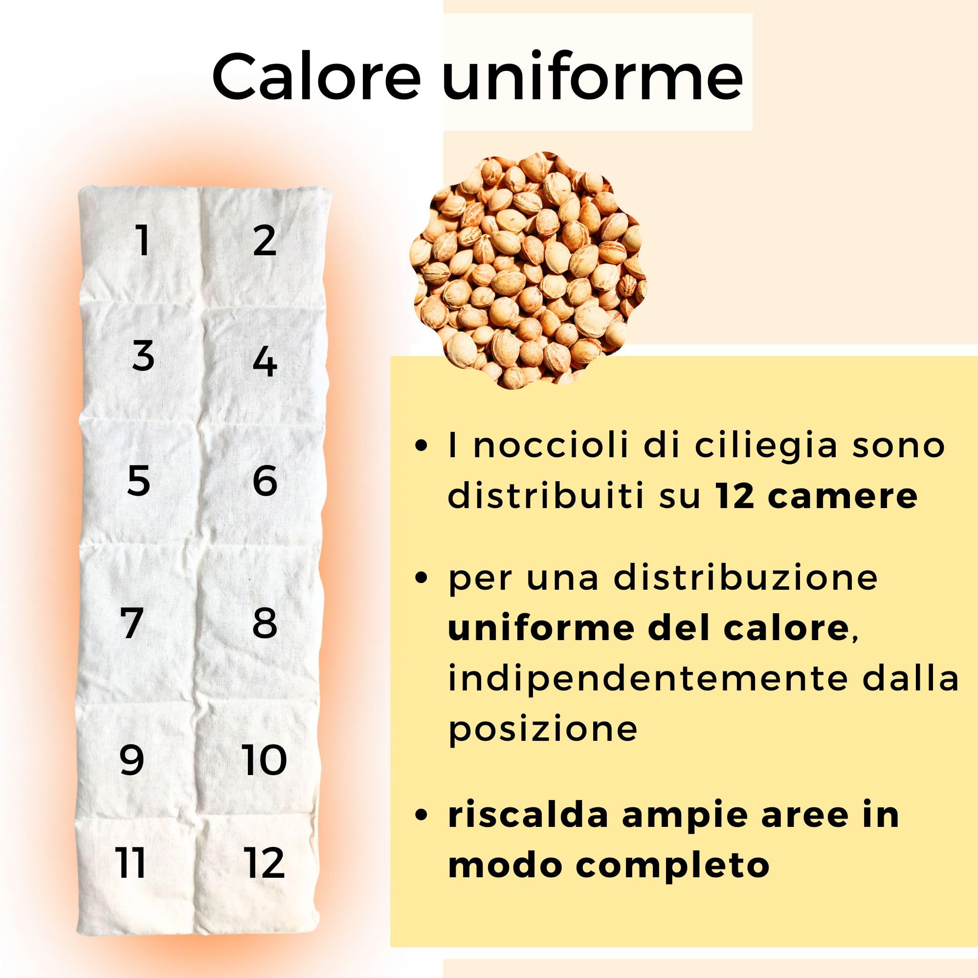 Cuscino Noccioli Ciliegia riscaldabile | Grande XXL lungo 60x20 cm | Cuscino Termico cervicale, semi di ciliegio: collo, spalle, schiena, stomaco | Senza sostanze nocive: OEKO TEX (Blu)