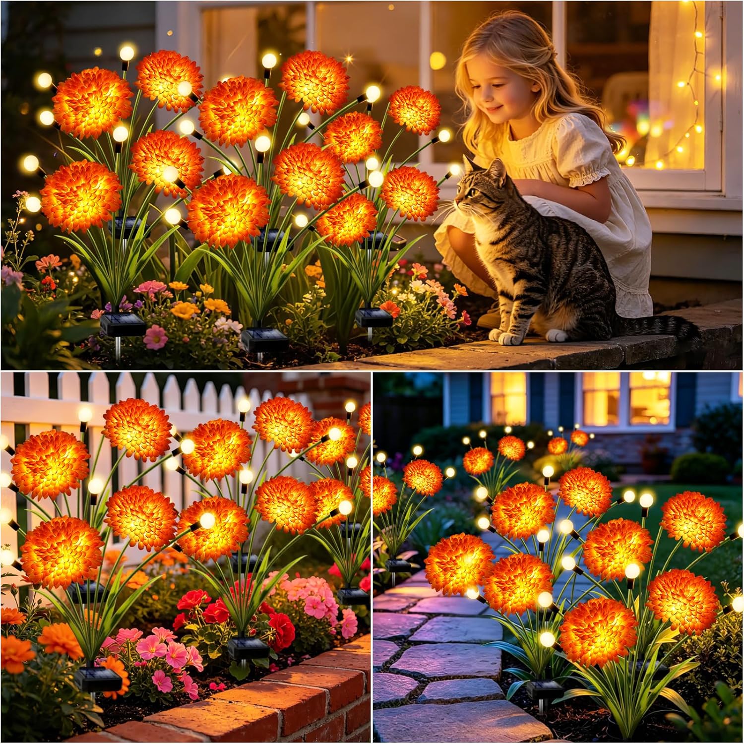 VOOKRY Solar Flowers Outdoor Waterproof, 8 Pack Garden Lights with Swaying Firefly Lights, Flower Light Garden Decor for Yard Patio Pathway Lawn Grave, Gardening Gifts for Women Mother's Day