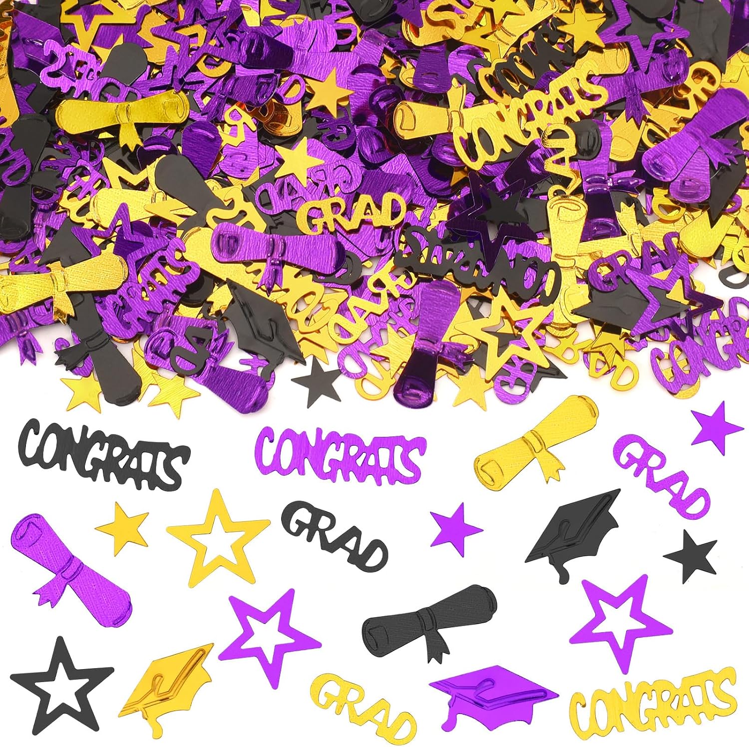 MARFOREVER Graduation Confetti Decorations, 2026 Black Gold Purple Party Table Confetti for 2026 Graduation Theme Events Class of 2026 Supplies Congrats Grad 2026 Party Decorations
